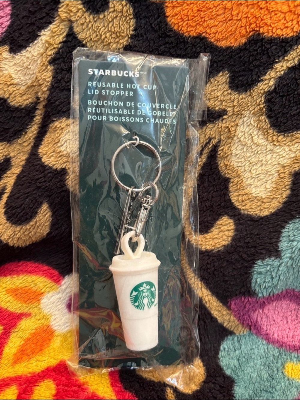 New Starbucks White Cup Keychain Lid Stopper with Logo -